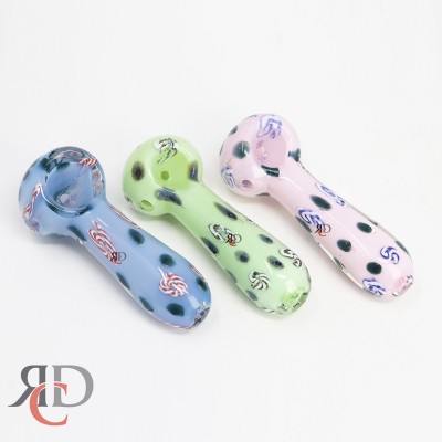 GLASS PIPE DOTTED ART MILKY COLOR HAND  PIPE GP7031 1CT